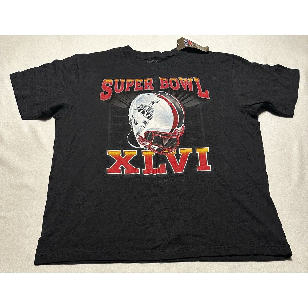 Super Bowl 46 XLVI Indianapolis Reebok Short Sleeve Shirt Mens Size XL Indy